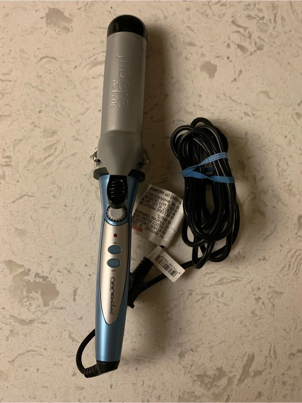 Jilbere de Paris Nano Silver Ceramic Curling Iron 1.5 Inch Blue JBNS2038S Dual V